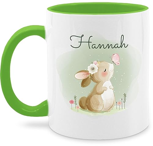 Tasse Tassen 325ml - Süßer Hase Bunny Rabbit Hasen Kaninchen - 325 ml - Hellgrün - häschen langohr name für hasenliebhaber hasenmotiv ostern süße motiv einem osterhase von Geschenk mit Namen personalisiert by Shirtracer