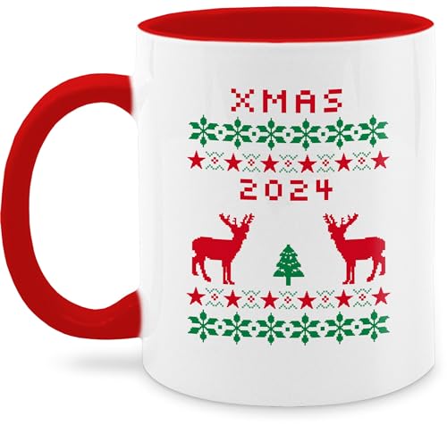 Tasse Tassen 325ml - Weihnachten Weihnachtstasse - XMAS 2024 Pixel Bild - 325 ml - Rot - personalisierte weihnachtstassen weihnachtliches 2022 2023 weihnachts christmas weihnachtszeit name von Geschenk mit Namen personalisiert by Shirtracer