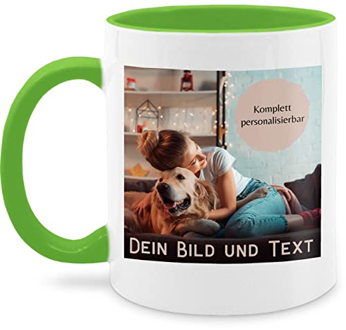 Tasse Tassen 325ml - eigenem - Foto Bild Geschenk - 325 ml - Hellgrün - photo mug with your own photo and text fototasse selbst gestalten u kaffee haferl freundschaftstasse bildtasse von Geschenk mit Namen personalisiert by Shirtracer