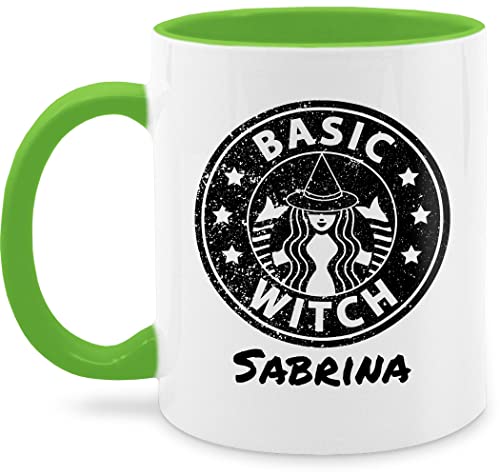 Tasse Tassen 325ml - Halloween - Coffee Witch Basic - Sterntaler Kaffee Hexe mit Wunschname - 325 ml - Hellgrün - kaffeetasse hexen witcher teetasse personalisierte witches haferl von Geschenk mit Namen personalisiert by Shirtracer