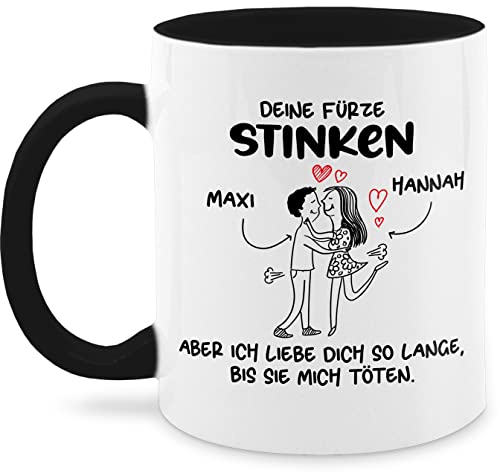 Tasse Tassen 325ml - Valentinstag Partner Freund & Freundin - Deine Fürze Stinken - 325 ml - Schwarz - geschenke für pärchen paar figuren liebe paare valentinstags furze weihnachten furzen von Geschenk mit Namen personalisiert by Shirtracer