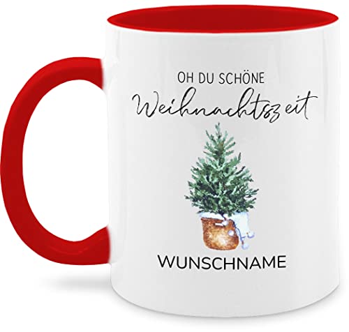 Tasse Tassen 325ml - Weihnachten Weihnachtstasse - Oh du schöne Weihnachtszeit - Wunschname - 325 ml - Rot - weihnachtstassen 2023 weihnacht wunschtext 2022 weihnachtsmotiv und zu personalisierte von Geschenk mit Namen personalisiert by Shirtracer