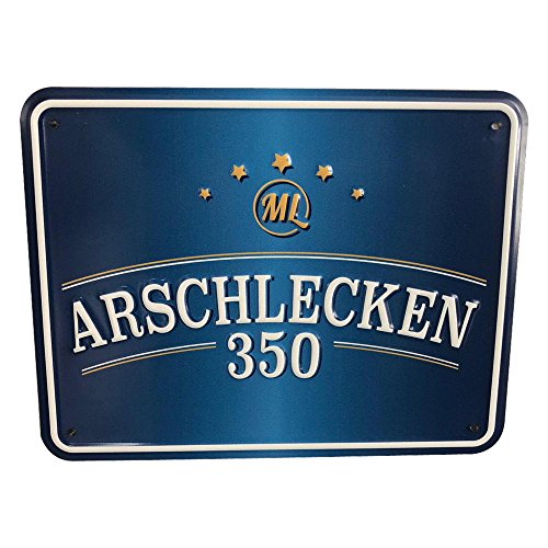 Geprägtes Blech-Schild Arschlecken 350, 21,5 x 17 cm von Geschenkbox