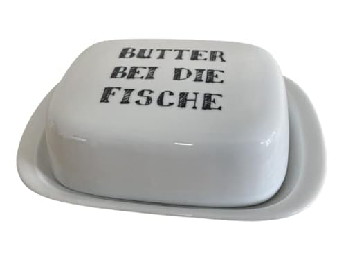 Geschenkbox Butterdose Butter bei die Fische 190x125x50mm Porzellan von Geschenkbox