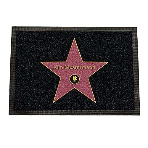 Personalisierte Fußmatte | Schmutzfangmatte mit Walk of Fame Stern | 50x35 cm | Geschenk zum Geburtstag, Einzug, Weihnachten | Fussmatte als Einweihungsgeschenk | Türmatte mit Namen & Motiv von Geschenke 24