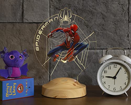 Geschenkelampe 3D Superheld Nachtlicht Personalisiert mit Namen Spiderman Spielzeug für Jungen Geschenkideen für Kinder Mädchen Weihnachten Geburtstagsgeschenk Licht (Standard) von Geschenkelampe