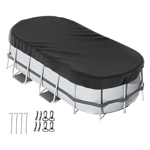 Wetterfeste ovale Poolabdeckungen, wetterfeste ovale Polyester-Poolabdeckungen mit Zubehör für oberirdische Pools, schwarz Wetterfeste ovale Poolabdeckungen, wetterfeste ovale Polyester-Poolabdeckungen mit Zubehör für oberirdische Pools, schwarz von Getdoublerich