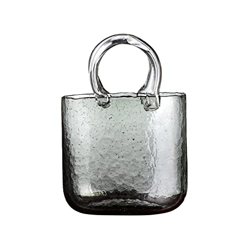 Taschenvase aus Glas, Einzigartige Transparente Geldbörsenvase mit Fischschale, Transparenter Handkorb, Wohnzimmer, Blumenarrangement, Kreative Tasche, Aquarium (grau) von Ghzste