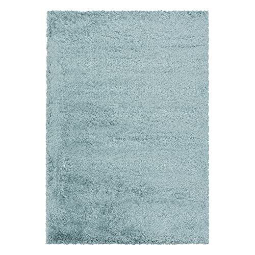 Giantore Teppich 140 x 200 cm Blau 50 mm Hochflor/Flauschiger Teppich aus hochwertigem Polypropylen/Teppich flauschig als Schlafzimmer, Kinderzimmer oder Wohnzimmerteppich von Giantore