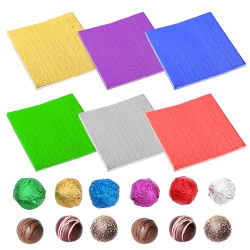 Giantree 600 Stück Folie Papier Wrapper,Schokolade Alufolie Verpackungsfolien Für Ostern Farben Candy Wrapper 10 × 10 cm Geschenkpapier Aus Aluminiumfolie Süßigkeiten Folie Papier Für DIY von Giantree