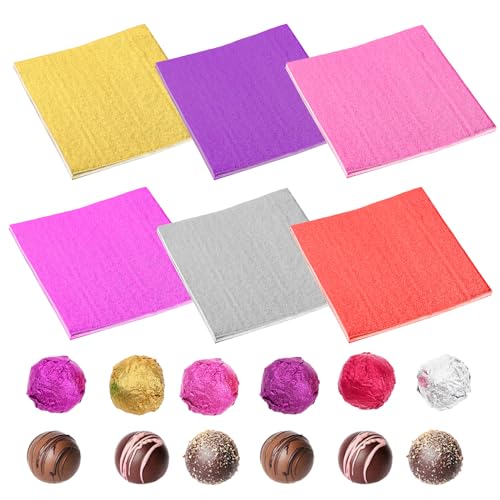 Giantree 600 Stück Folie Papier Wrapper,Schokolade Alufolie Verpackungsfolien Für Ostern Farben Candy Wrapper 10 × 10 cm Geschenkpapier Aus Aluminiumfolie Süßigkeiten Folie Papier Für DIY von Giantree