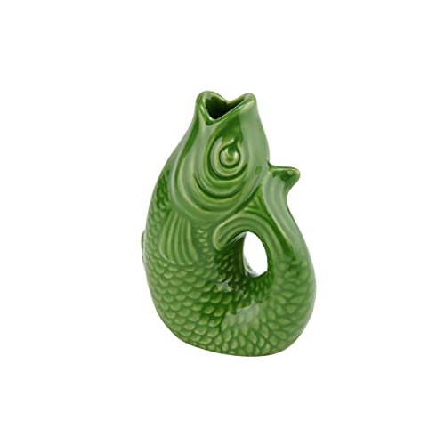 Gift Company Vase Monsieur Carafon XS, Dekovase in Fisch-Form, Steingut, Green Bay, 13 cm, 1087402008 von Gift Company
