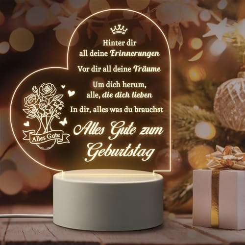 Giftasy Geschenk für Frauen zum Geburtstag - LED Acryl Nachtlicht Lampe, Sinnvolle Geburtstagsgeschenk für Frauen, Ehefrau, Mama, Tante, Beste Freundin, Schwester, Tochter, Oma von Giftasy