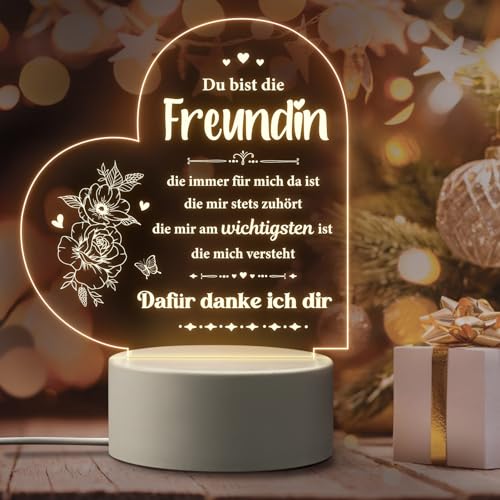 Giftasy Geschenke für Freundin - LED Acryl Nachtlicht Lampe, Beste Freundin Geschenke zum Geburtstag, Geburtstagsgeschenk für Beste Freundin, Freundinnen Geschenk von Giftasy