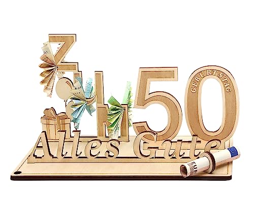 Giftota Geldgeschenke Geburtstag 50, Geschenke zum 50.Geburtstag Mann Frau, 50.Geschenke aus Holz Dekoration von Giftota