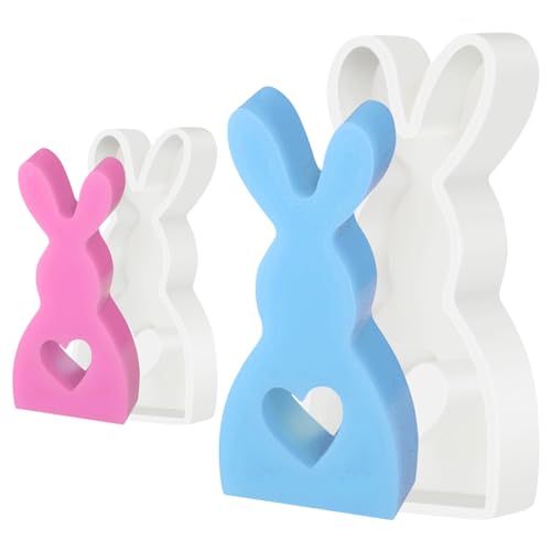 Giugio 2 Stück Osterhase Silikonform, Ostern Hase Silikonformen Gießformen, 3D Kaninchen Gießform Ostern, Osterhase Silikonform for Gips, Sojawachs Kerzen, Ostergeschenke, Handwerk von Giugio