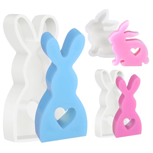 3 Stück Ostern Kaninchen Silikonformen Gießformen, 3D Hasenform für Ostern, Ostern Hase Backform, Kerzenform Silikon Ostern, Osterhase Silikonform for Gips, Sojawachs Kerzen, Handwerk von Giugio