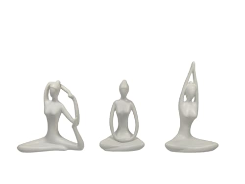Glas Art handmade 3er Set aus schönen Yoga Figuren Dekofigur für Yoga Pilates Meditation Wohnzimmer Esszimmer (Weiß, 10x14cm) von Glas Art handmade