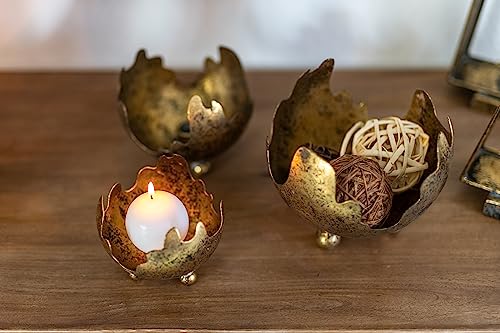 Glas Art handmade Schale für Kerzen Deko-Schale Rund Kerzenhalter Flamme Silber Gold (Gold, 18x18cm) von Glas Art handmade