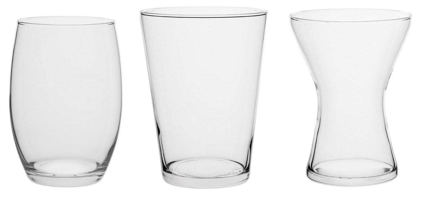 GlasArt Dekovase 2er SET Dekovasen aus Klarglas 20cm hoch, Auswahl aus drei Formen bauchig konisch trapez, handgefertigt (2er-Set, 2, 2 St., Bestehend aus 2x gleiche Vase nach Wahl), klarglas von GlasArt