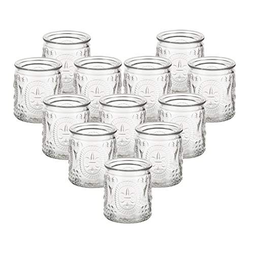 Teelichthalter Glas Teelichtgläser Vintage Kerzenhalter: 12 Stück Glasseam Kerzengläser Set Klar Klein Teelichtglas Teelichter Gläser Kerzenglas für Teelicht Kerzen Weihnachten Hochzeit Tisch Deko von Glasseam