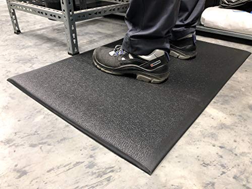 SOFT STEP | Anti-Ermüdungsmatte | PROFI Basic-Arbeitsplatzmatte | 100% Vinylschaum | Texturiert 10mm hoch (120cm x 250cm, Schwarz) von Global Mats