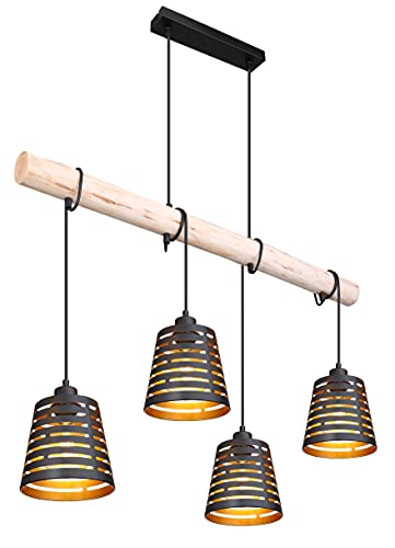 Globo Hängeleuchte Esszimmer 85 cm Metall schwarz matt Holz natur Metall schwarz matt goldfarben Kabel zum Herumwickeln 15451-4H Globo Hängeleuchte Esszimmer 85 cm Metall schwarz matt Holz natur Metall schwarz matt goldfarben Kabel zum Herumwickeln 15451-4H von GLOBO