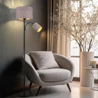 Globo - Stehlampe modern Wohnzimmerlampe 2-flammig Stehleuchte schwarz, led Textilschirm Metall grau, 2x led 8/4W 806/400lm 3000K warmweiß, DxH Globo - Stehlampe modern Wohnzimmerlampe 2-flammig Stehleuchte schwarz, led Textilschirm Metall grau, 2x led 8/4W 806/400lm 3000K warmweiß, DxH von Globo