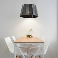 Pendellampe Esstisch Hängeleuchte schwarz Schlafzimmerlampe modern, Schirmleuchte Holzoptik Hängelampe, Metall matt, 1x E27 Fassung, DxH 35x120 cm von Globo