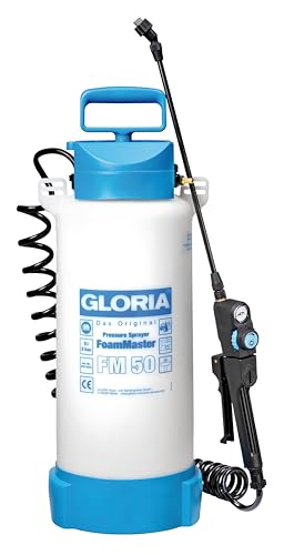 GLORIA FoamMaster FM 50 | Schaumsprüher | 5 L Foamer | Austauschbare Schaumpatronen | Drucksprüher Zur Autoreinigung, Gebäudereinigung | Mit Kompressoranschluss | 2,5 M Spiralschlauch von Gloria