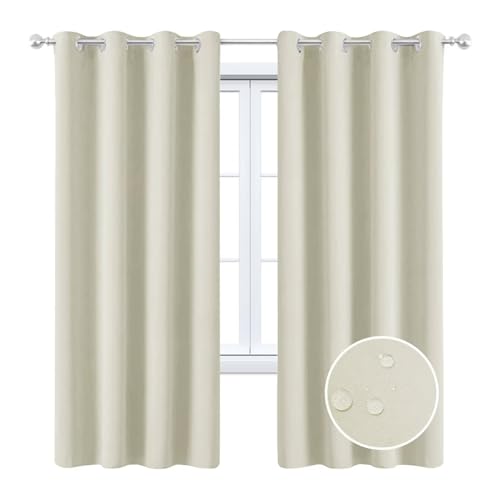 Gluhbirnen Outdoor Vorhänge mit Ösen Wasserdicht, 1*Vorhang Pavillon, Sonnenschutz Balkon, Balkon Vorhang, Outdoor Vorhang Wetterfest mit Ösen, Beige, 132 * 160CM von Gluhbirnen