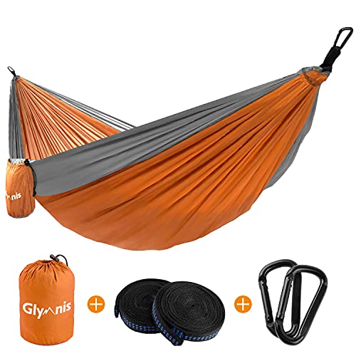 Glymnis Hängematte Ultraleicht Outdoor Reisehängematte Reise Hammock mit Aufhängeseilen und Stahlkarabinern Tragkraft bis 300 kg von Glymnis