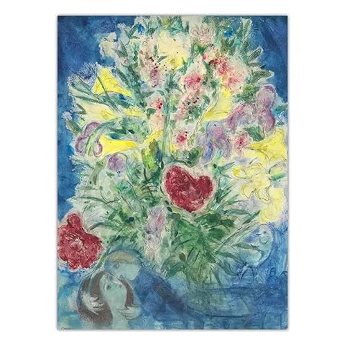 Gnvkd Ecbxz Marc Chagall Blumen-Poster, Vintage-Leinwand-Wandkunst, abstrakte Malerei, Marc Chagall-Drucke für Moderne Heimdekoration, Wandbild, 40 x 60 cm, ohne Rahmen von Gnvkd Ecbxz