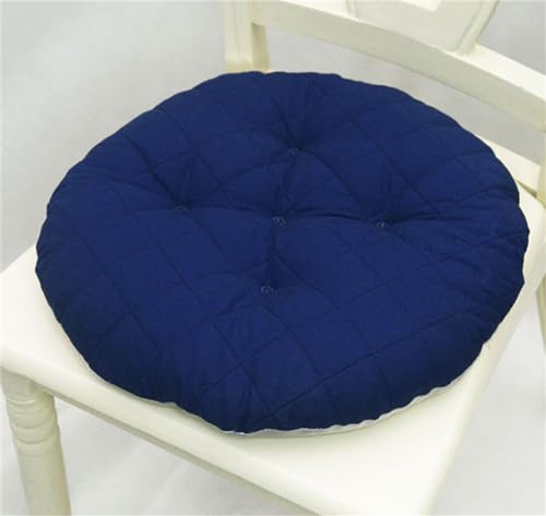 Sitzkissen, einfarbig, rundes Kissen, gestepptes Sitzpolster, verdickter Futon-Boden, Tatami, bequemes Sofa, Esszimmerstühle, Kissen (15,7 Zoll, grau) (Color : Navy Blue, Size : 15.7inch) von GodlSoon