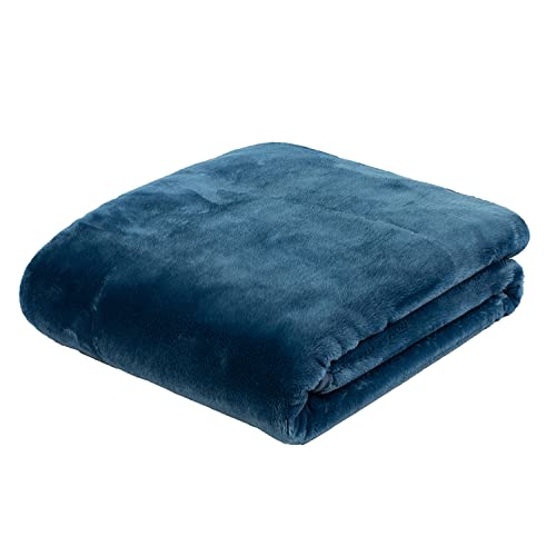 Gözze - Premium Cashmere-Feeling Wohn- und Kuscheldecke, 500 g/m², 180 x 220 cm - Blau von Gözze