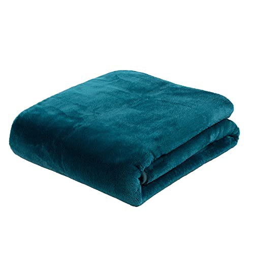 Gözze - Premium Cashmere-Feeling Wohn- und Kuscheldecke, 500 g/m², 180 x 220 cm - Petrol von Gözze