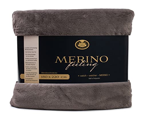 Gözze - Gemütliche Kuscheldecke, Merino Feeling, Wendbar, Hohe Dichte 600 g/m², 180 x 220 cm - Anthrazit Gözze - Gemütliche Kuscheldecke, Merino Feeling, Wendbar, Hohe Dichte 600 g/m², 180 x 220 cm - Anthrazit von Gözze