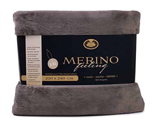 Gözze - Gemütliche Kuscheldecke, Merino Feeling, Wendbar, Hohe Dichte 600 g/m², 220 x 240 cm - Anthrazit Gözze - Gemütliche Kuscheldecke, Merino Feeling, Wendbar, Hohe Dichte 600 g/m², 220 x 240 cm - Anthrazit von Gözze
