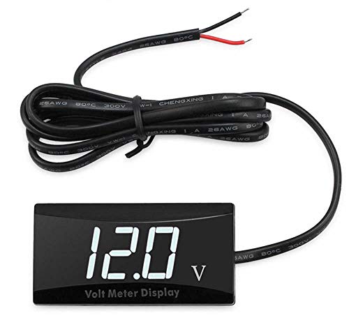 Goldoars LED Digital Voltmeter DC 12V Auto Digital Voltmeter Wasserdicht Stoßfest LED Anzeige Voltmeter für Auto Motorrad Spannung Volt Meter Gauge (Weiß LED) von GoldOars