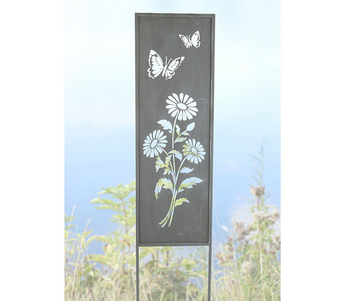 Goldbach Gartenfigur Metall Paravent Blumendeko 31 x 1,3 x 117 cm, grau Stele Garten, (1 St) von Goldbach