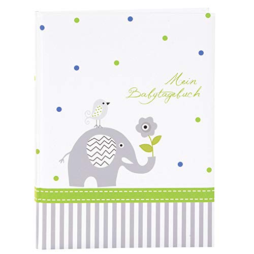 goldbuch 11329 Babytagebuch Babyworld Wal, 21 x 28 cm, Tagebuch für Neugeborene, Baby Erinnerungsalbum mit 44 illustrierte Seiten, Einband mit Kunstdruck laminiert, Album in Weiß / Blau von goldbuch