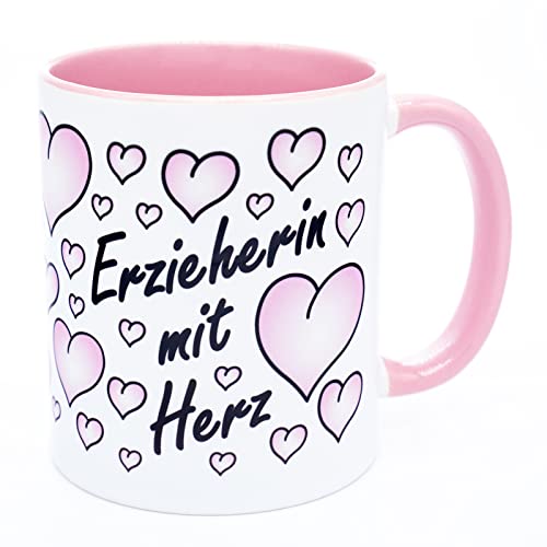 Erzieherin mit Herz Tasse Danke Geschenk Kindergarten Abschiedsgeschenk für Erzieherinnen Tagesmutter Abschied Kita Dankeschön Weihnachten Kindergärtnerin Geburtstag Lustig Ausbildung Rente Kaffee von Golebros