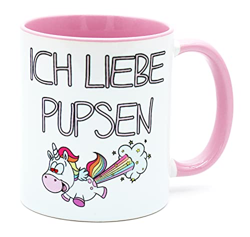 Ich Liebe Pupsen Einhorn Tasse Rosa Unicorn Becher Büro Arbeit Süße Einhorntasse Arbeitskollegin Frau Kollegin Freundin lustig Bürotasse Geschenk Geburtstag Spruch verrrückt Einhörner Keramik 330 ml von Golebros