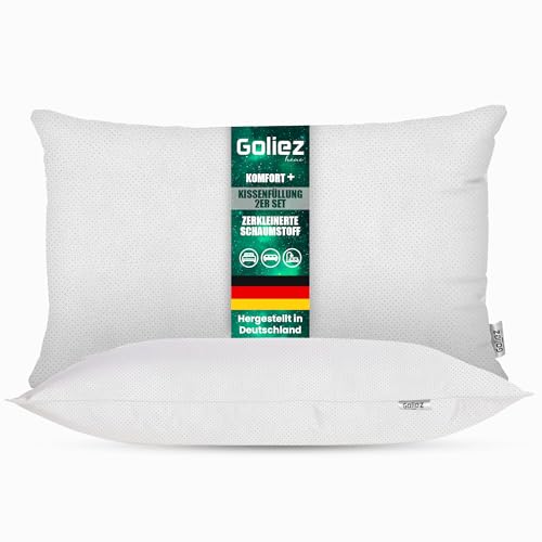 Goliez Kissenfüllung 2er Set Kissen für Bett Kopfkissen Innenkissen Dekokissen Sofakissen Zierkissen Füllung (2, Weiß, 25x50 cm) von Goliez