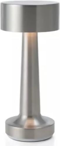 Goliving Nacht-Tischlampe kabellos, Tischleuchte mit Akku, Nachttischlampe Touch Dimmbar in drei Stufen, Table Lamp über USB-C aufladbar, Silber von Goliving