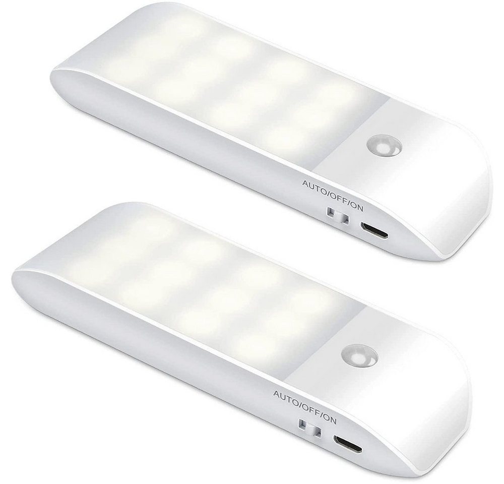 Gontence LED Nachtlicht Intelligente, wiederaufladbare USB-Garderobenschrank-Sensor-Leuchten, 2er-Pack wiederaufladbares USB-Nachtlicht von Gontence