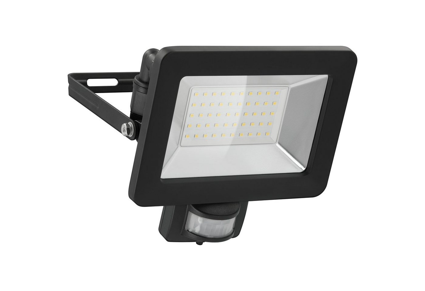 Goobay LED Flutlichtstrahler LED Außenstrahler mit Bewegungsmelder 50 W Scheinwerfer, LED fest integriert, Neutralweiß, 4000 K / 4250 lm / M16-Kabelverschraubung / Schwarz von Goobay