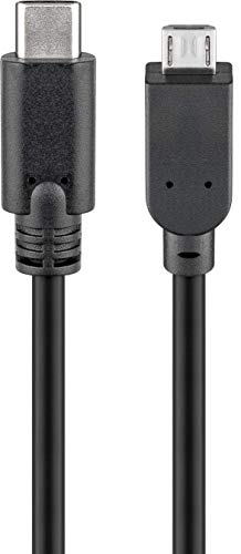 Goobay 67895 USB-C auf Micro USB B Handykabel / Micro USB 2.0 Type B Stecker / 480 Mbits Adapterkabel 2,5 Watt / Kupferleiter / Schwarz / 0,2 Meter von goobay