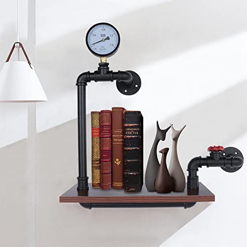 Gorgivous Wandregale Industrielles Display Bücherregal, Vintage Industrial Design Wand Dekor Metall Holzregale Bücherregal Retro schwimmende Holzregale für Home Office von Gorgivous