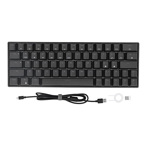 Goshyda 2,4 G Kabellose Mechanische Tastatur, 64 Tasten Bluetooth 3.0 5.0 Ergonomisches Design Typ C Kabelgebundene Tastatur für Game Office(Roter Schalter) von Goshyda